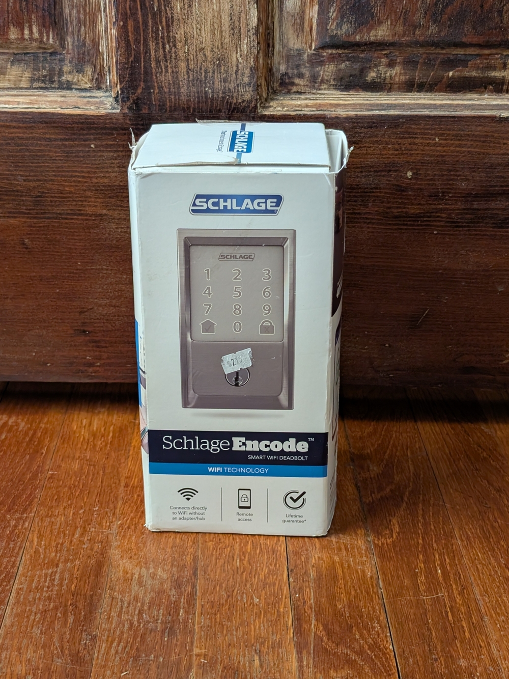 Schlage Century Encode Smart Wifi Door Lock with Alarm, Satin Nickel Open Box